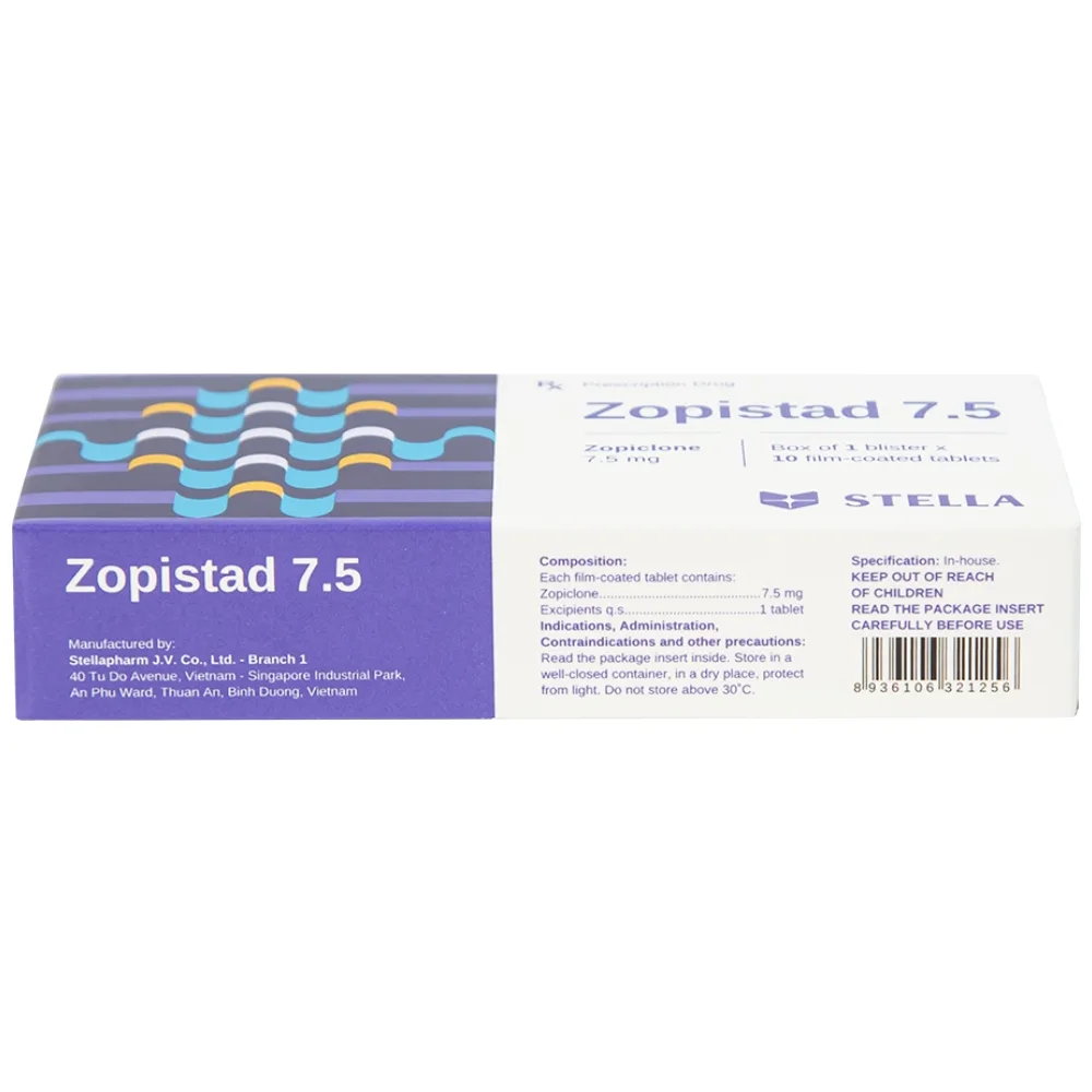 Hình ảnh Thuốc Zopistad 7.5 Stella hỗ trợ điều trị ngắn hạn chứng mất ngủ (1 vỉ x 10 viên)