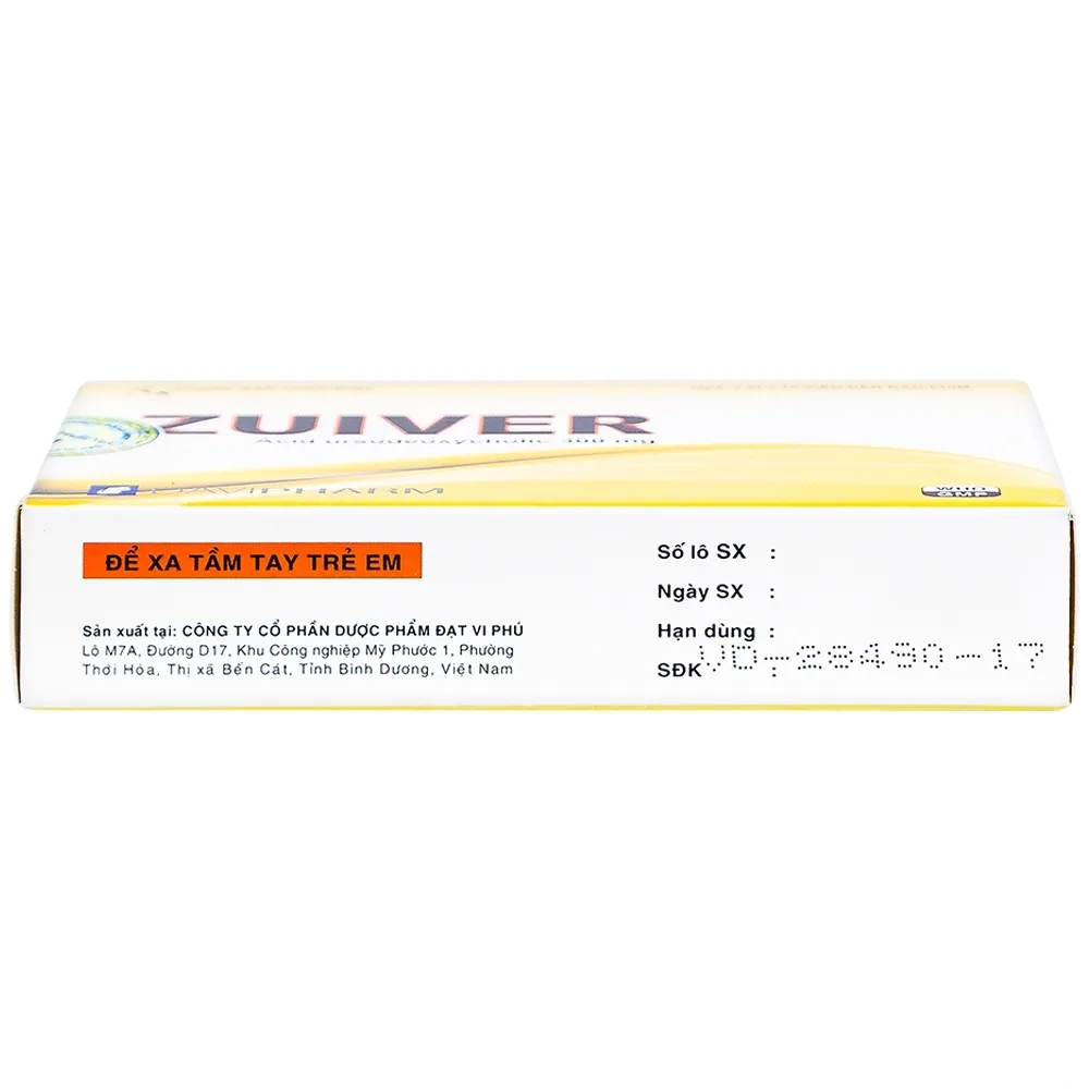 Hình ảnh Thuốc Zuiver 300mg DaviPharm làm tan sỏi giàu cholesterol, điều trị sơ gan (3 vỉ x 10 viên)