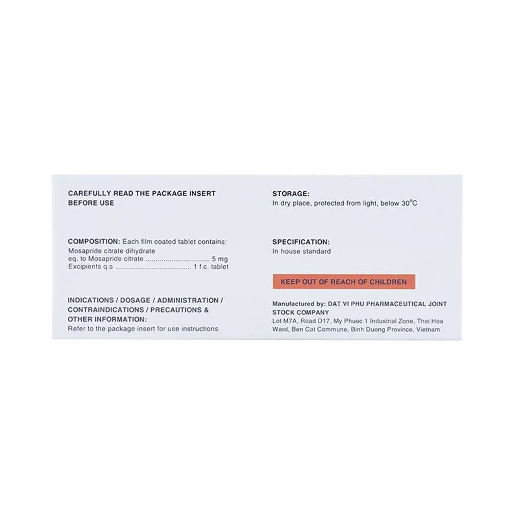 Hình ảnh Thuốc Zurma 5mg DaviPharm điều trị các triệu chứng dạ dày, ruột (10 vỉ x 10 viên)