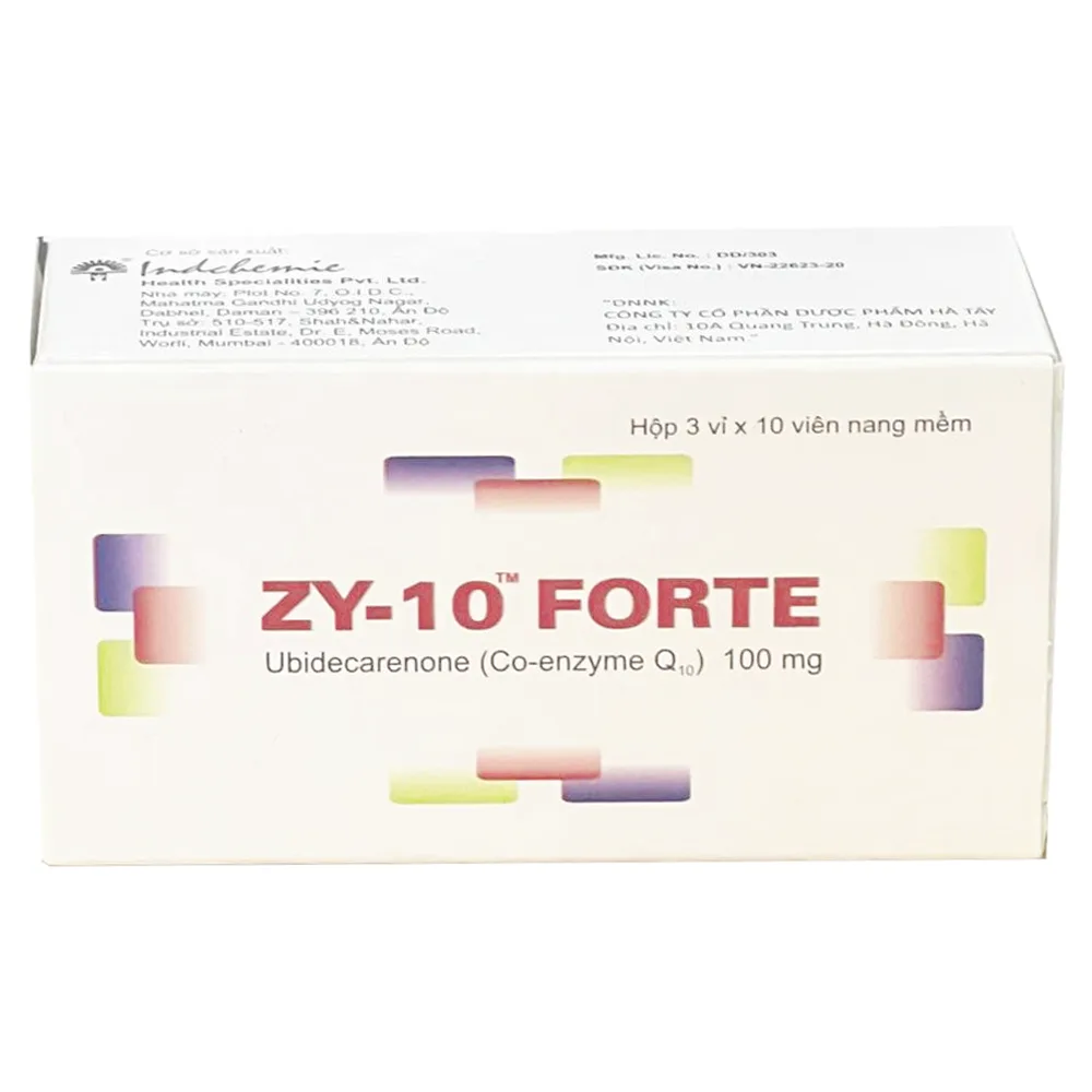 Hình ảnh Thuốc Zy-10 Forte 100mg Y-Med điều trị bệnh suy tim xung huyết, thiếu hụt coenzym Q10 (3 vỉ x 10 viên)