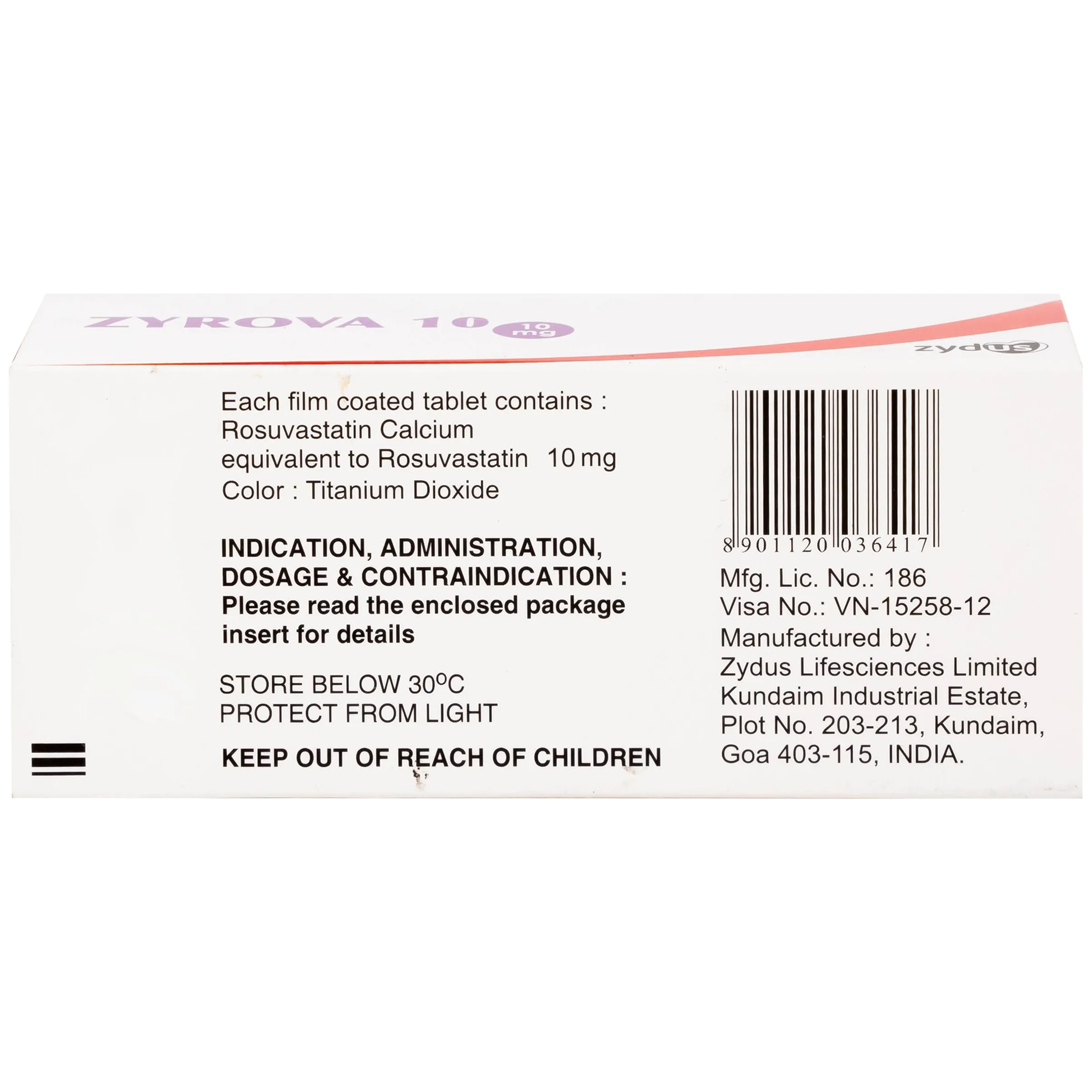 Hình ảnh Thuốc Zyrova 10 Zydus điều trị cholesterol cao trong máu (10 vỉ x 10 viên)
