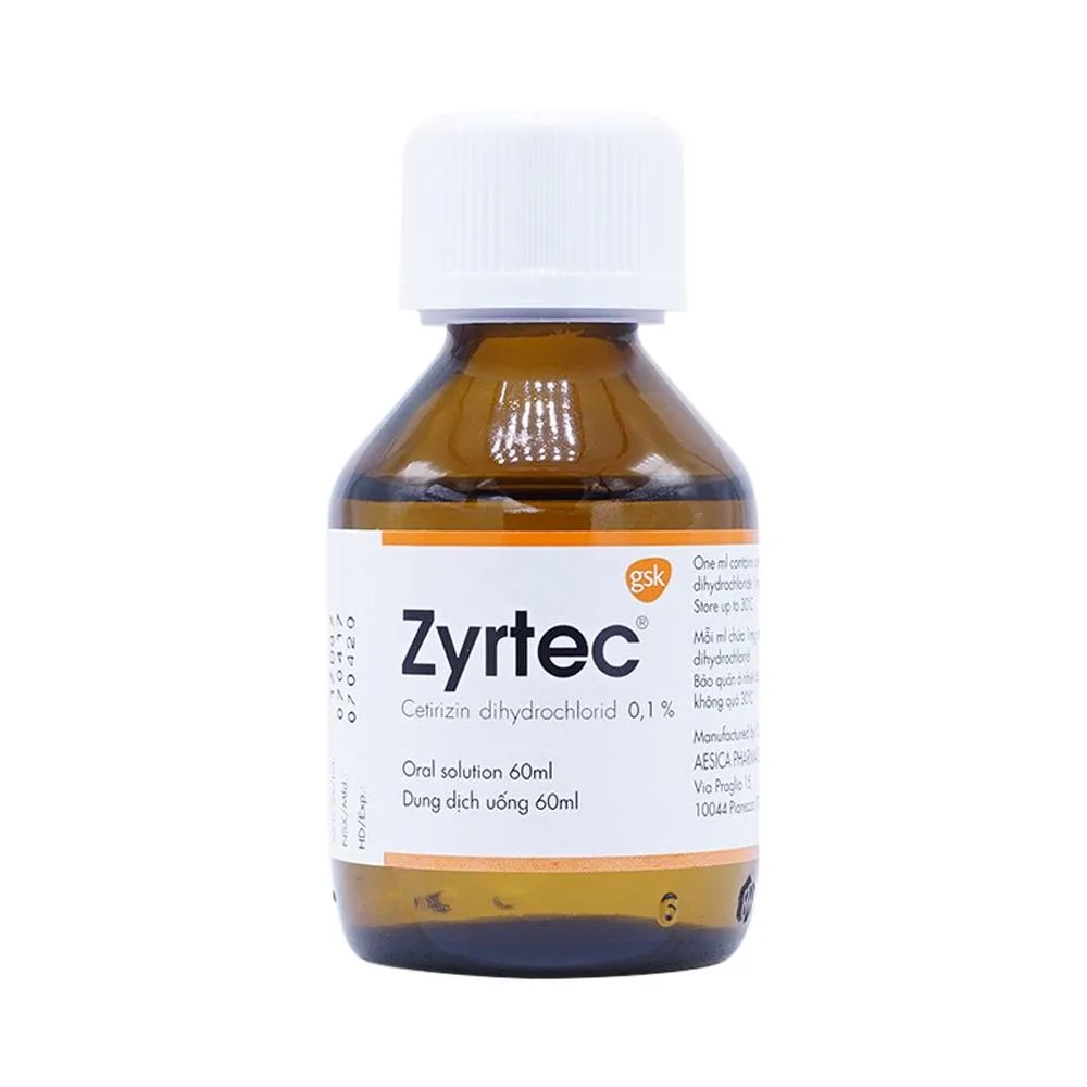 Hình ảnh Dung dịch uống Zyrtec GSK giảm viêm mũi dị ứng, mày đay tự phát, mạn tính (60ml)