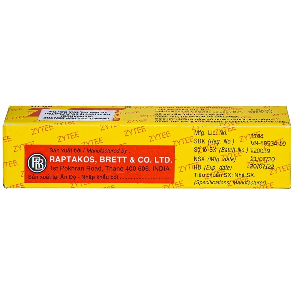 Hình ảnh Gel Zytee RB Raptakos sát trùng giảm đau (10ml)
