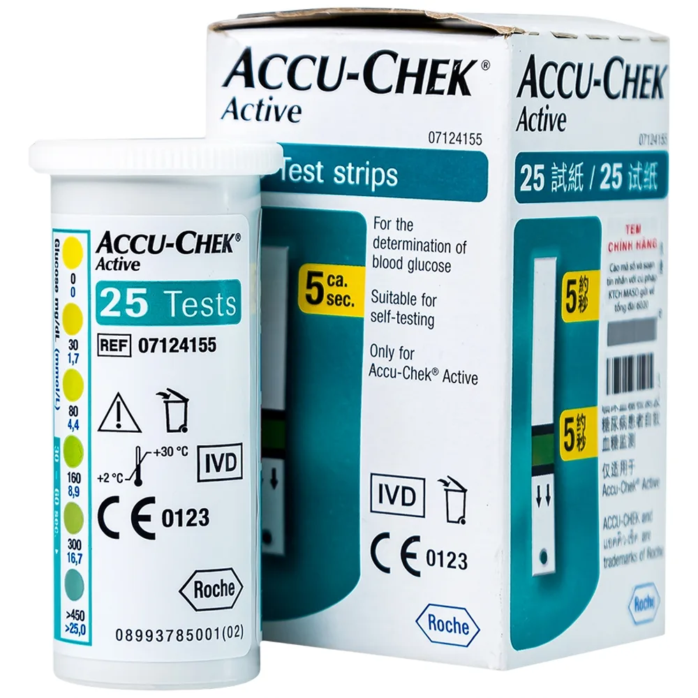 Hình ảnh Que thử đường huyết Accu-Chek Active dùng cho máy Accu-Chek Active (25 cái)