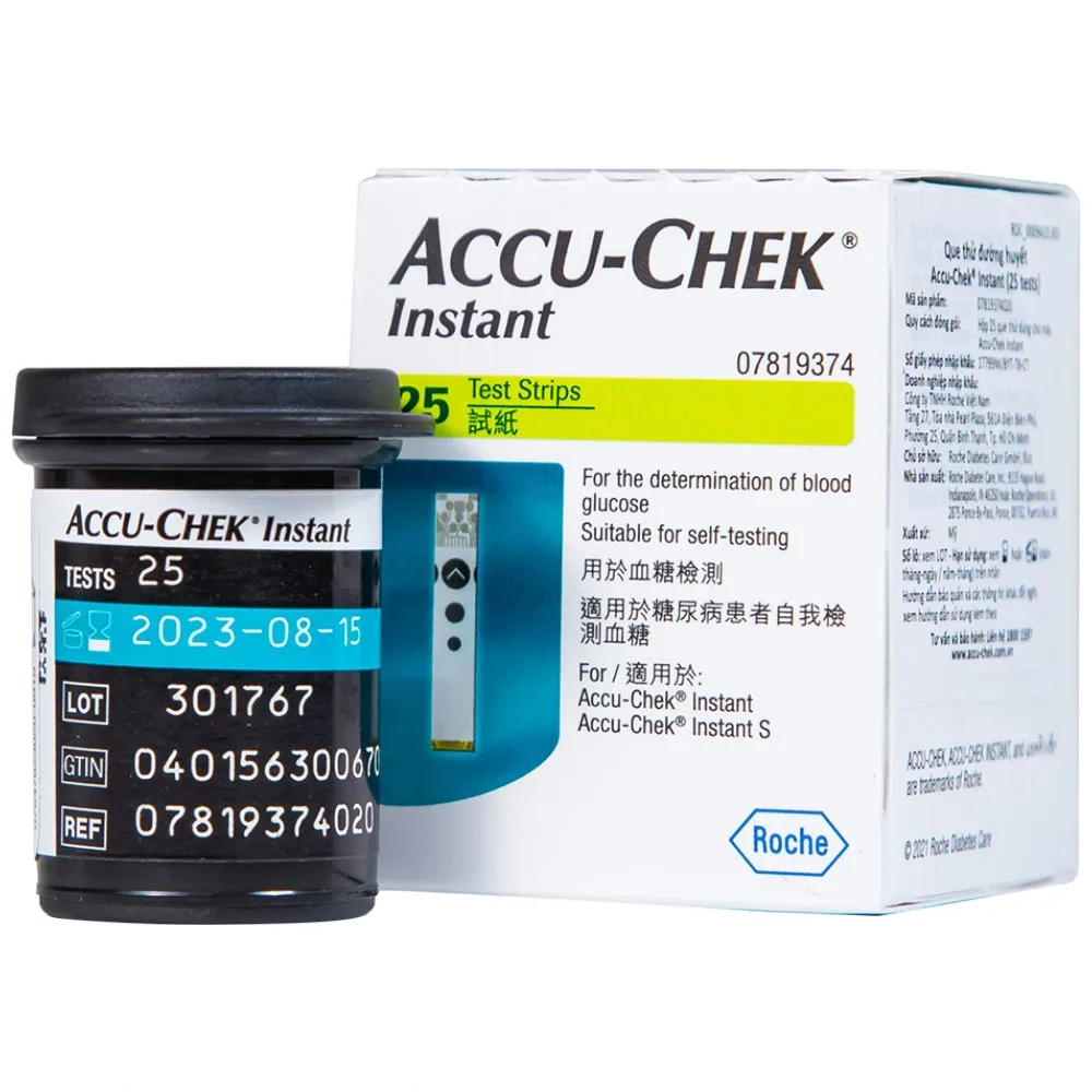 Hình ảnh Que thử đường huyết AccuChek Instant sử dụng cho các máy đo Roul-Chek Instant và Accu-Chek Instant S (25 cái)