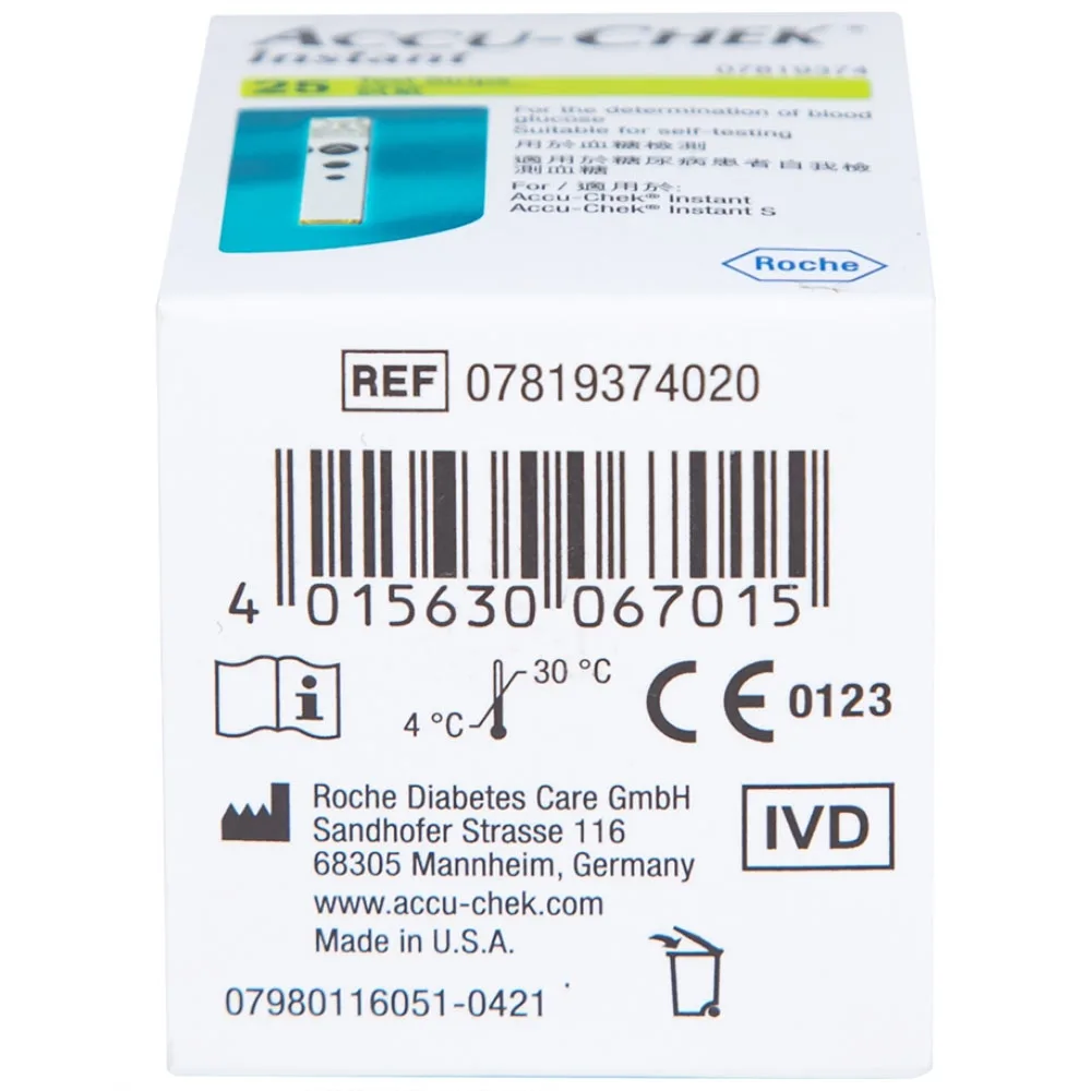 Hình ảnh Que thử đường huyết AccuChek Instant sử dụng cho các máy đo Roul-Chek Instant và Accu-Chek Instant S (25 cái)