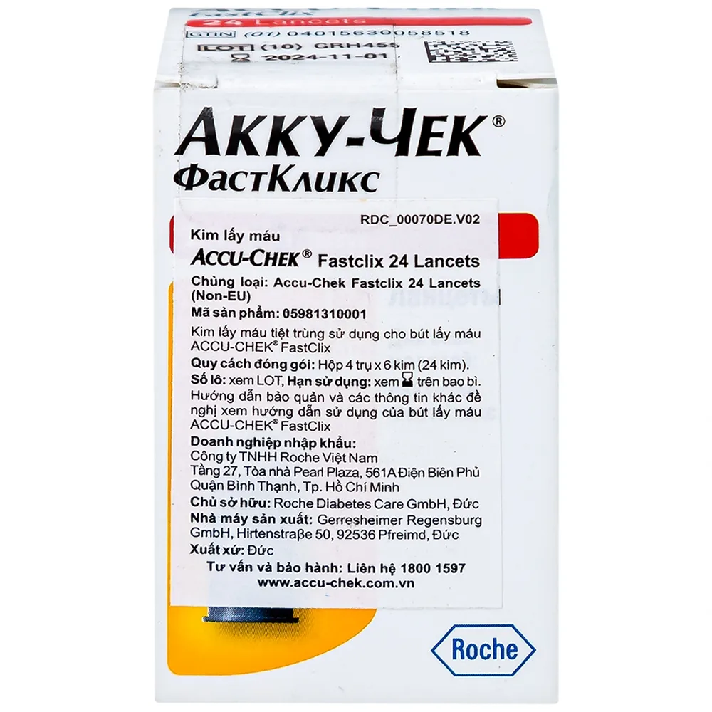 Hình ảnh Kim lấy máu thử đường huyết Accu-Chek FastClik (24 kim)
