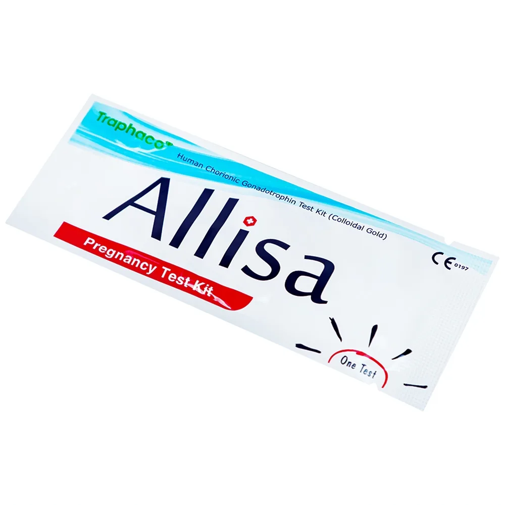 Hình ảnh Que thử thai nhanh HCG Allisa Pregnancy Test Kit Traphaco phát hiện 7 - 10 ngày sau khi thụ thai