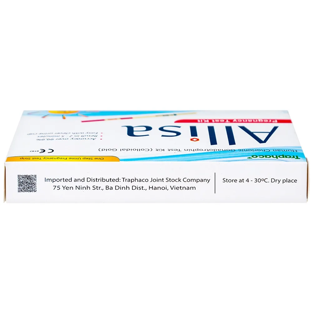 Hình ảnh Que thử thai nhanh HCG Allisa Pregnancy Test Kit Traphaco phát hiện 7 - 10 ngày sau khi thụ thai
