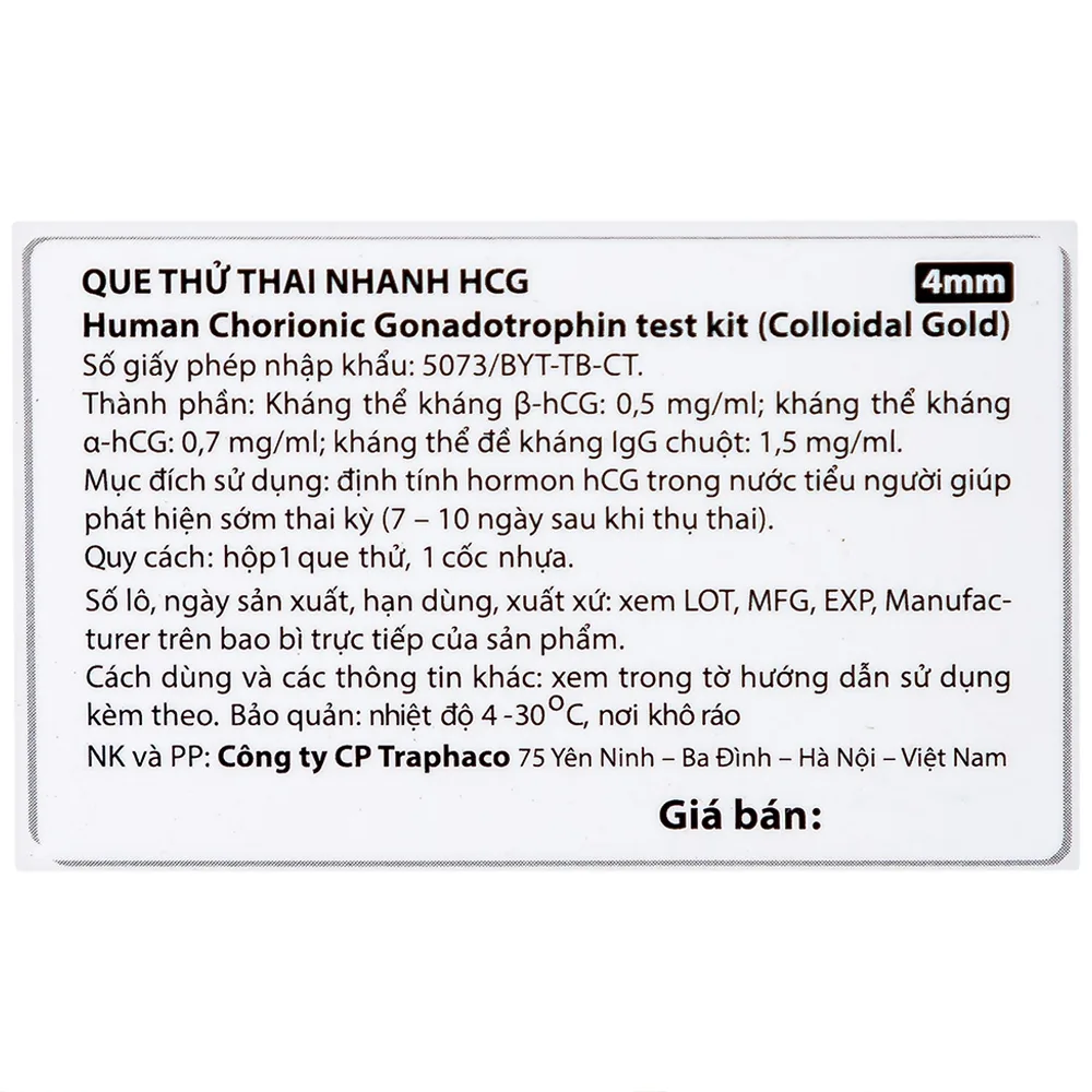 Hình ảnh Que thử thai nhanh HCG Allisa Pregnancy Test Kit Traphaco phát hiện 7 - 10 ngày sau khi thụ thai