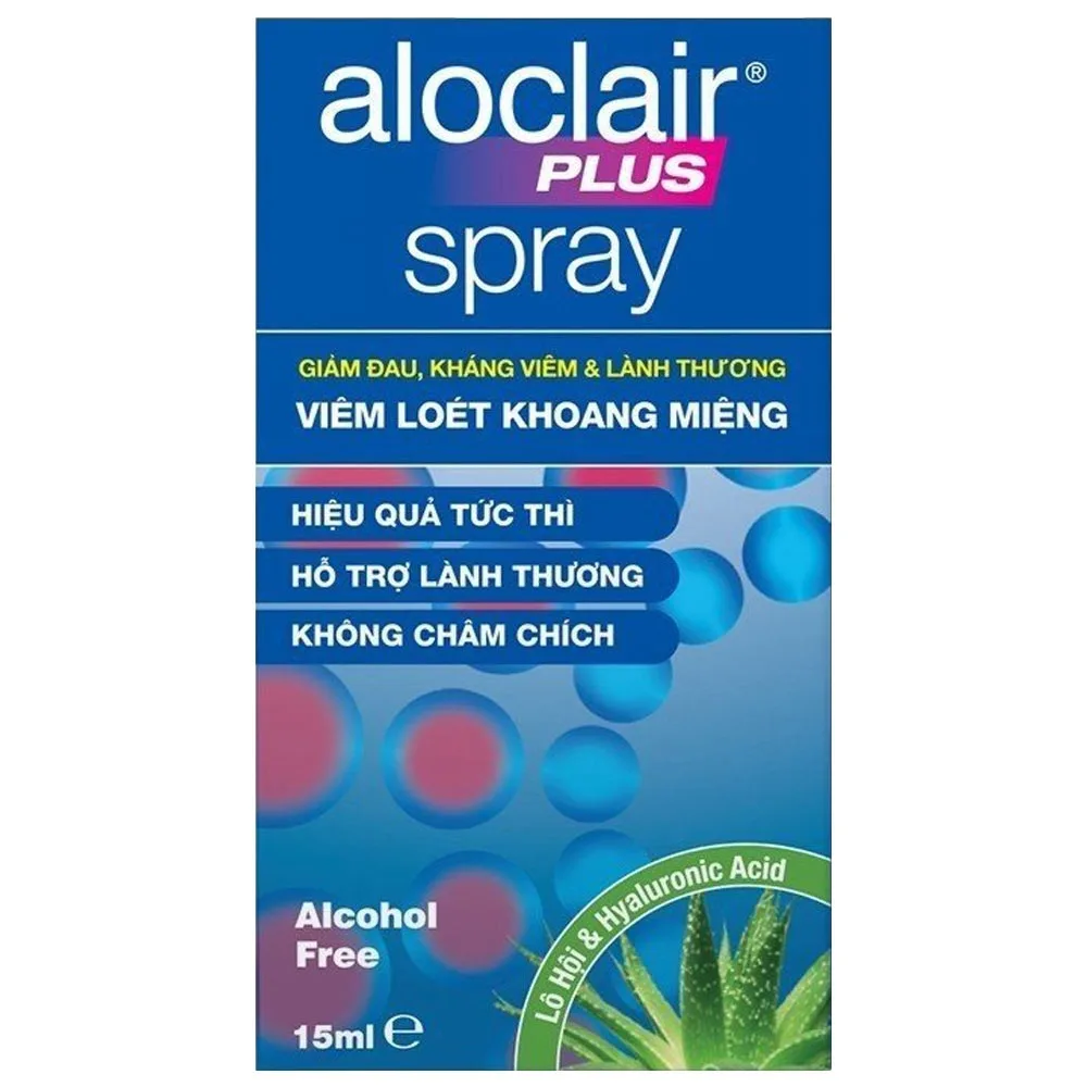 Hình ảnh Chai xịt Aloclair Plus Spray giảm đau nhanh bệnh tay chân miệng, nhiệt miệng, chỉnh nha, nhổ răng (15ml)