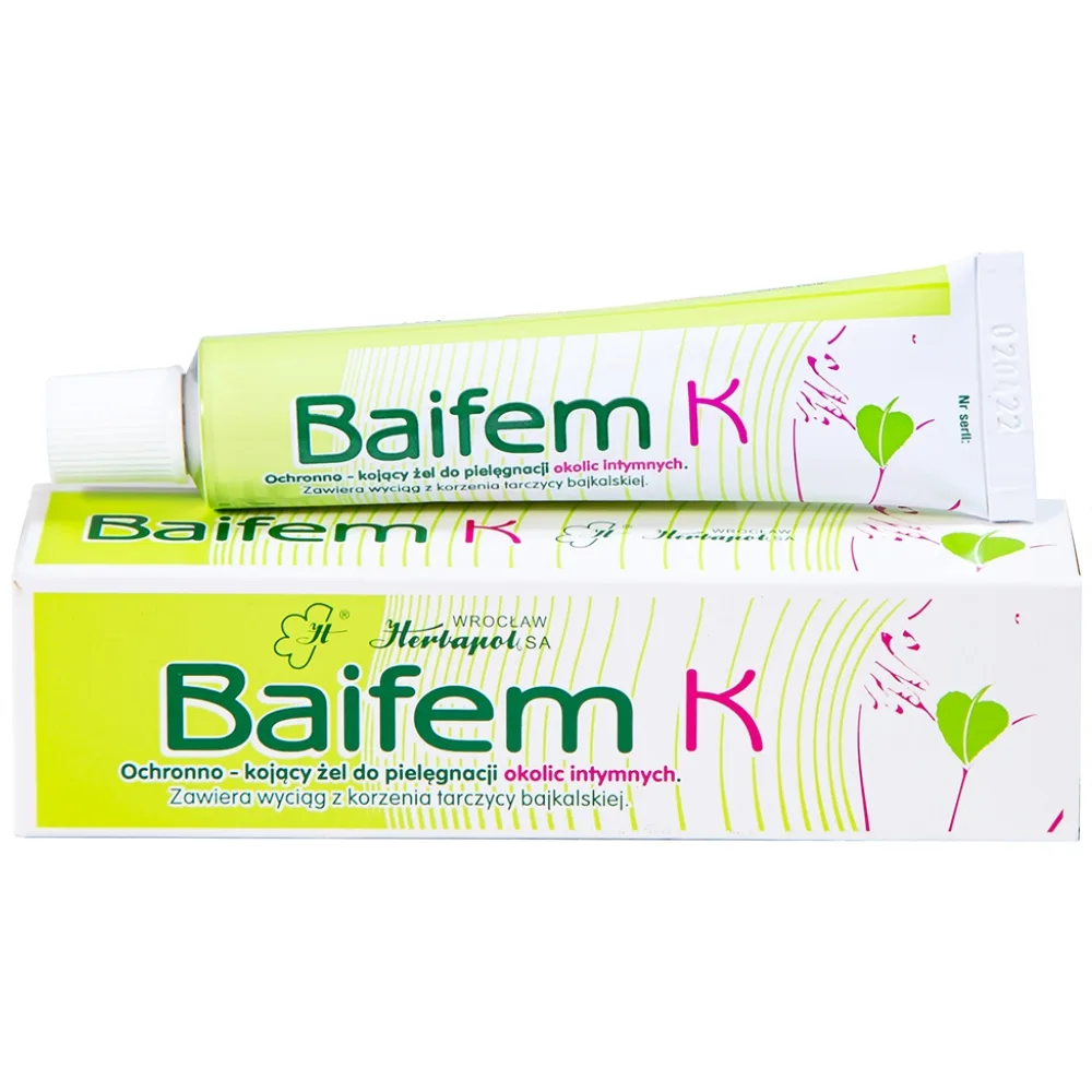 Hình ảnh Gel thảo dược Baifem K Herbapol làm dịu nhẹ, giảm cảm giác khó chịu do ngứa, kích ứng, mẩn đỏ da (15g)