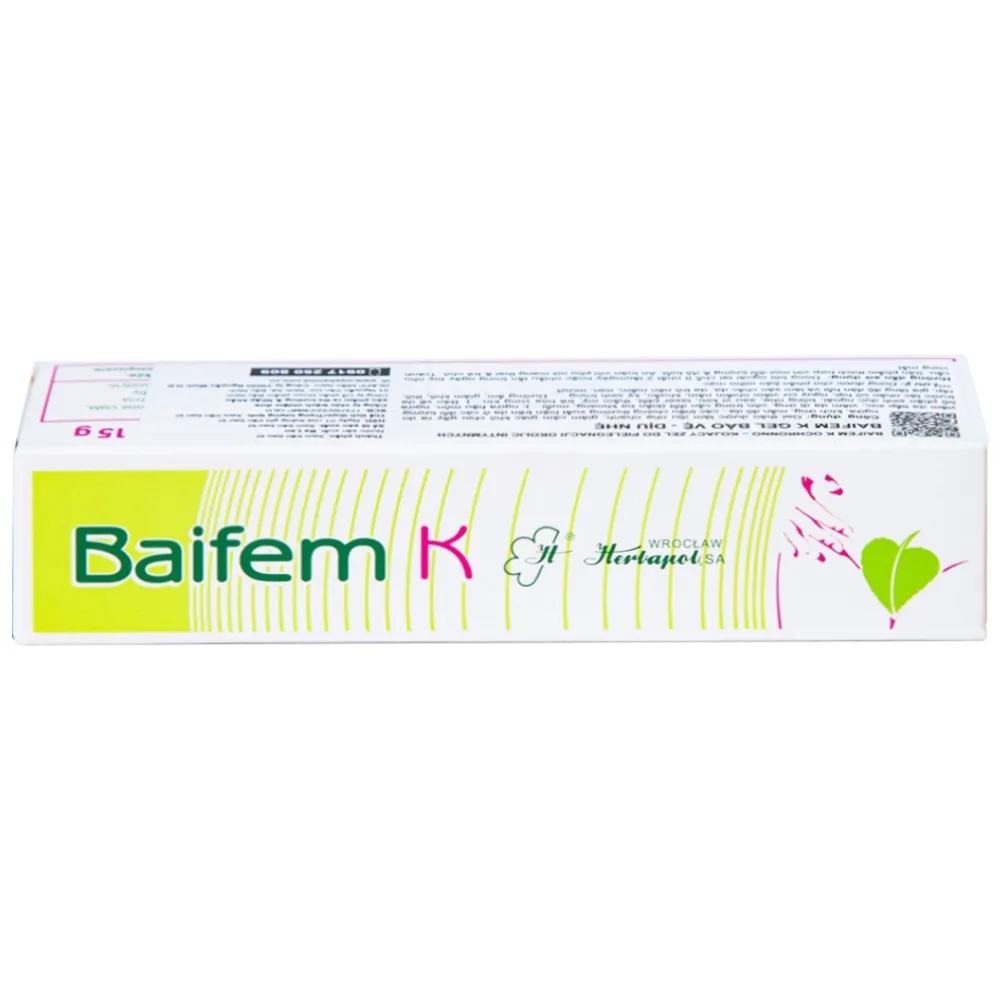 Hình ảnh Gel thảo dược Baifem K Herbapol làm dịu nhẹ, giảm cảm giác khó chịu do ngứa, kích ứng, mẩn đỏ da (15g)