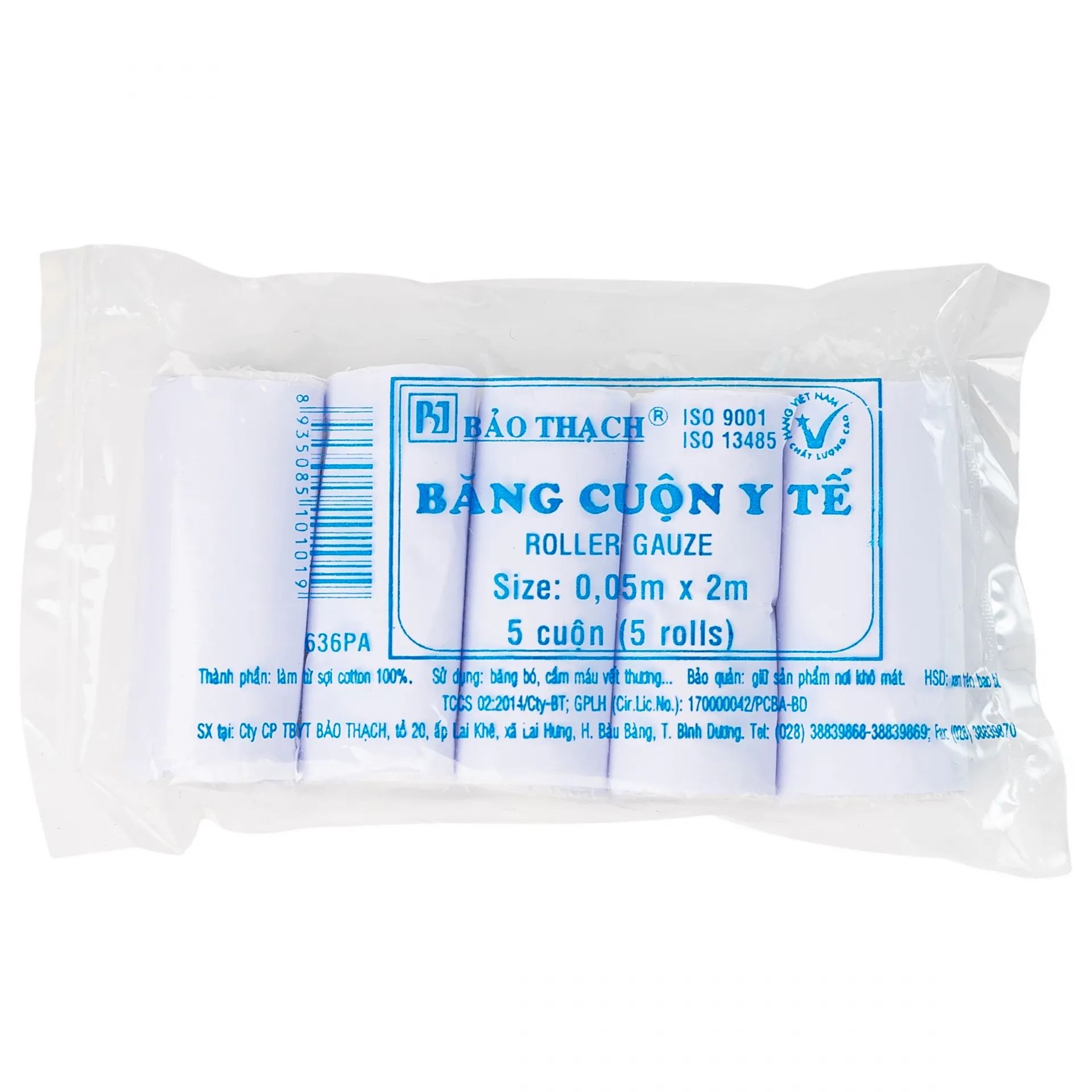 Hình ảnh Băng cuộn y tế (0.05m x 2m - 5 cuộn) Bảo Thạch dùng để băng vết thương