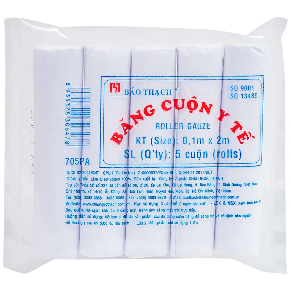 Hình ảnh Băng cuộn y tế 0.1m x 2m Bảo Thạch dùng để băng vết thương (5 cuộn)
