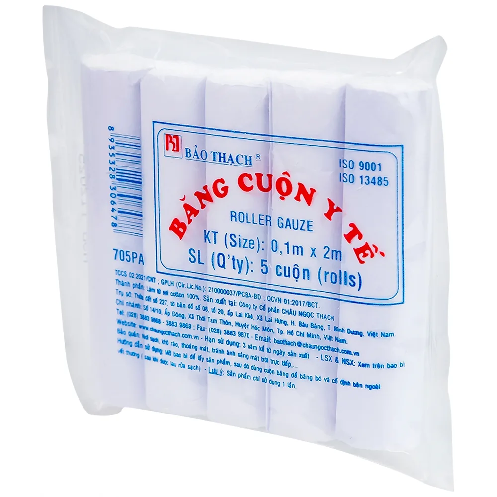 Hình ảnh Băng cuộn y tế 0.1m x 2m Bảo Thạch dùng để băng vết thương (5 cuộn)