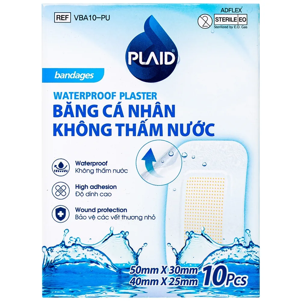 Hình ảnh Băng cá nhân không thấm nước Waterproof Plaster hỗ trợ bảo vệ vết thương (10 miếng)