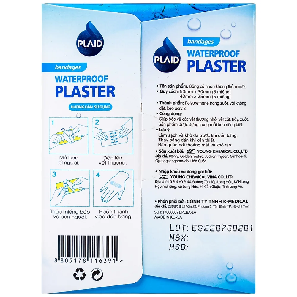 Hình ảnh Băng cá nhân không thấm nước Waterproof Plaster hỗ trợ bảo vệ vết thương (10 miếng)