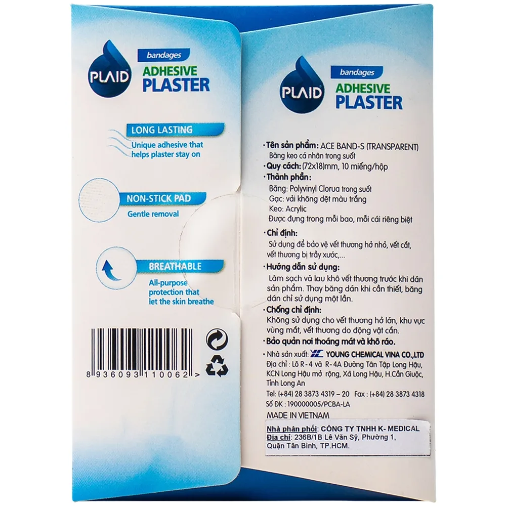 Hình ảnh Băng keo cá nhân trong suốt Ace Band-S (Transparent) 72mm x 18mm Young Chemical bảo vệ vết thương (10 miếng)