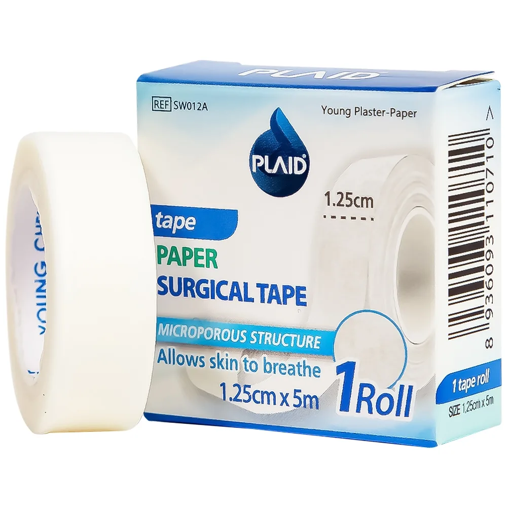 Hình ảnh Băng keo cuộn giấy Young Plaster-Paper 1.25cm x 5m Young Chemical cố định ống truyền dẫn, dán lên gạc cố định vết thương (1 cuộn)
