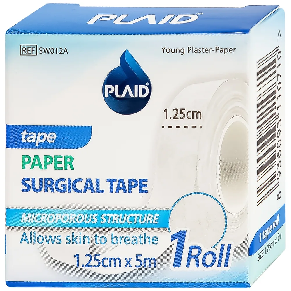 Hình ảnh Băng keo cuộn giấy Young Plaster-Paper 1.25cm x 5m Young Chemical cố định ống truyền dẫn, dán lên gạc cố định vết thương (1 cuộn)