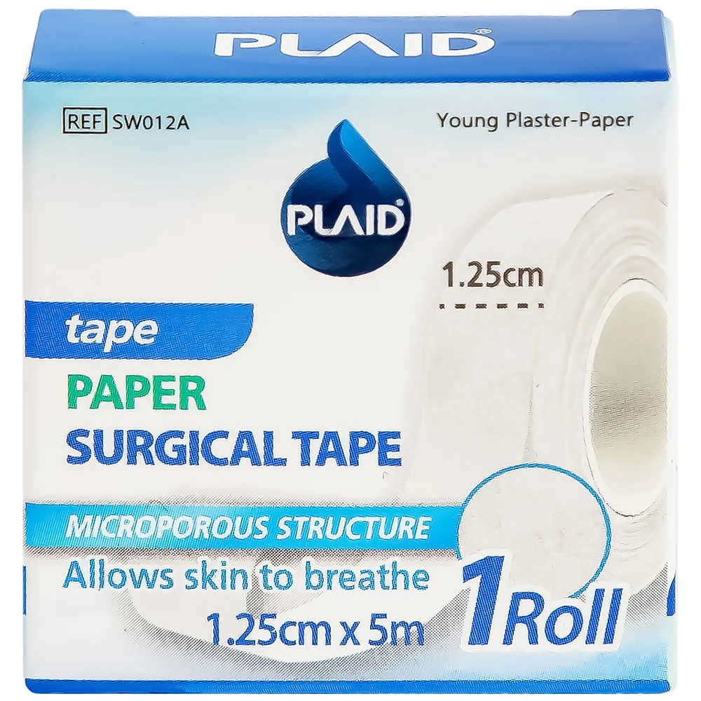 Hình ảnh Băng keo cuộn giấy Young Plaster-Paper 1.25cm x 5m Young Chemical cố định ống truyền dẫn, dán lên gạc cố định vết thương (1 cuộn)