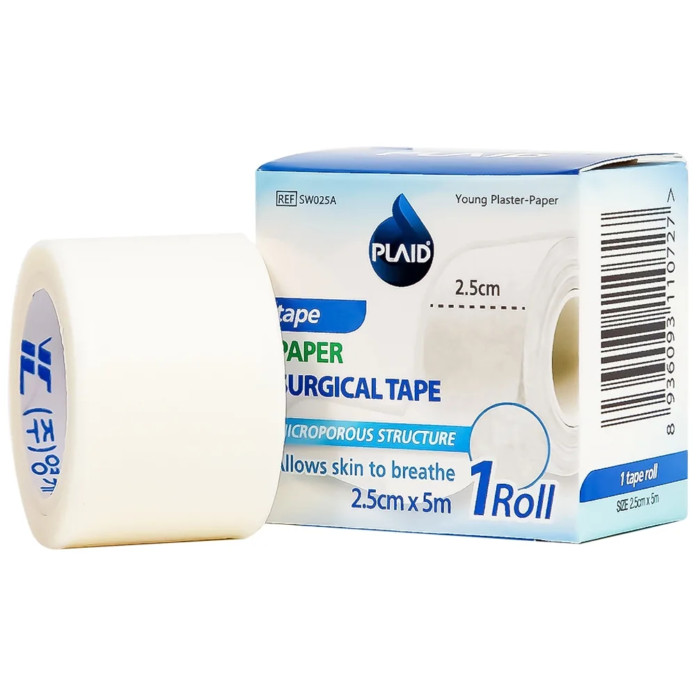 Hình ảnh Băng keo cuộn giấy Young Plaster-Paper 2.5cm x 5m Young Chemical cố định ống truyền dẫn, dán lên gạc cố định vết thương (1 cuộn)