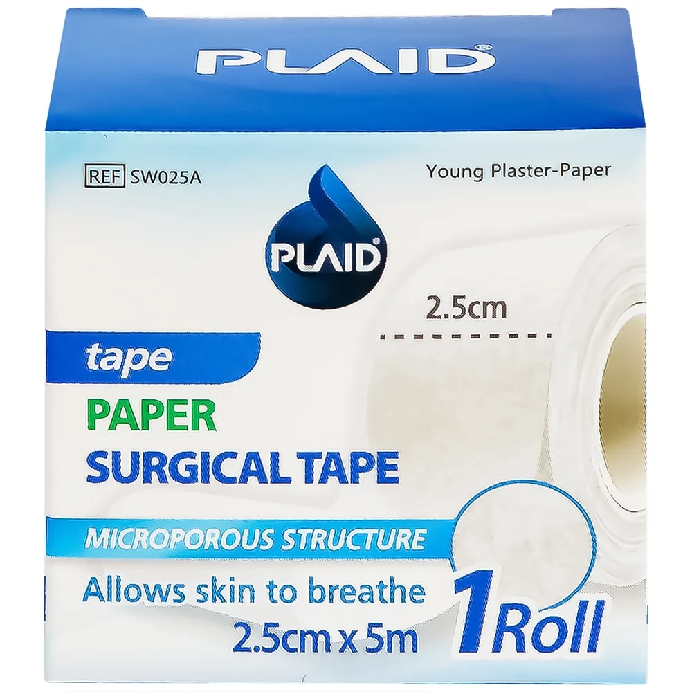 Hình ảnh Băng keo cuộn giấy Young Plaster-Paper 2.5cm x 5m Young Chemical cố định ống truyền dẫn, dán lên gạc cố định vết thương (1 cuộn)