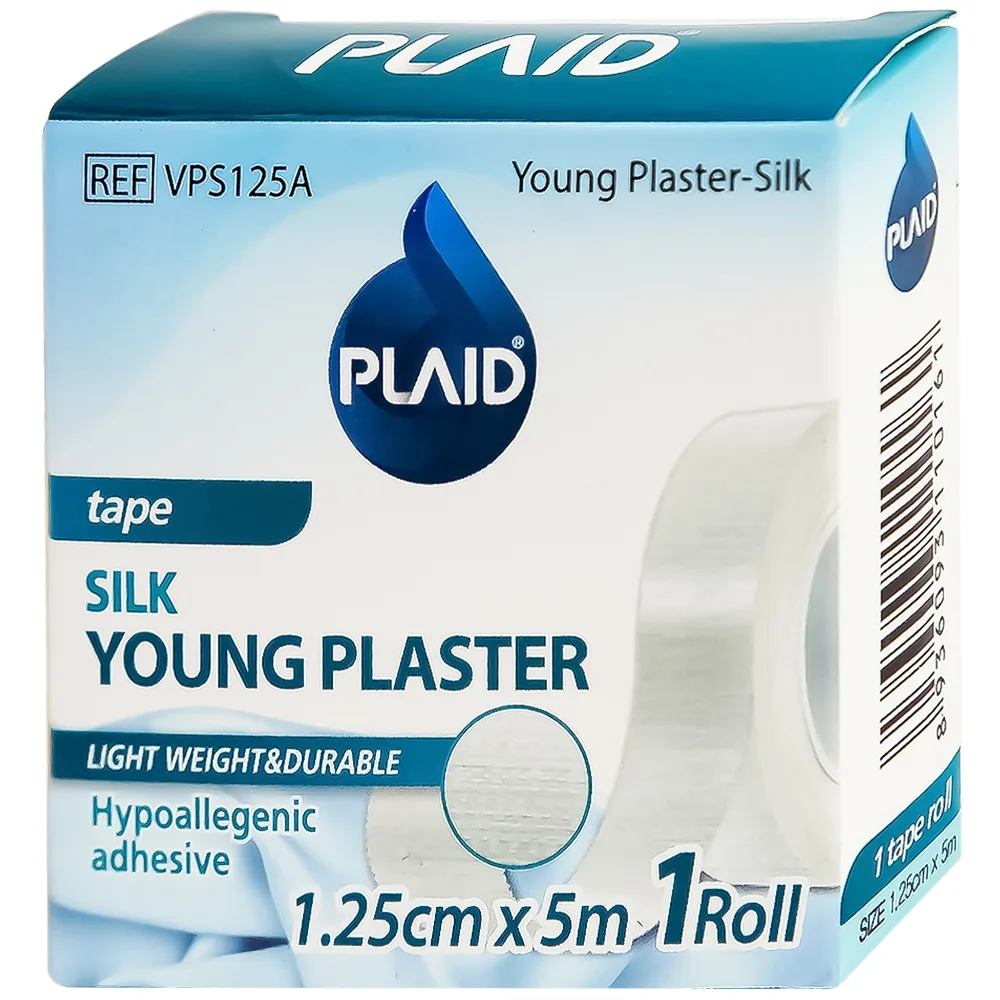 Hình ảnh Băng keo cuộn lụa Young Plaster-Silk 1.25cm x 5m Young Chemical cố định ống truyền dẫn, dán lên gạc cố định vết thương (1 cuộn)