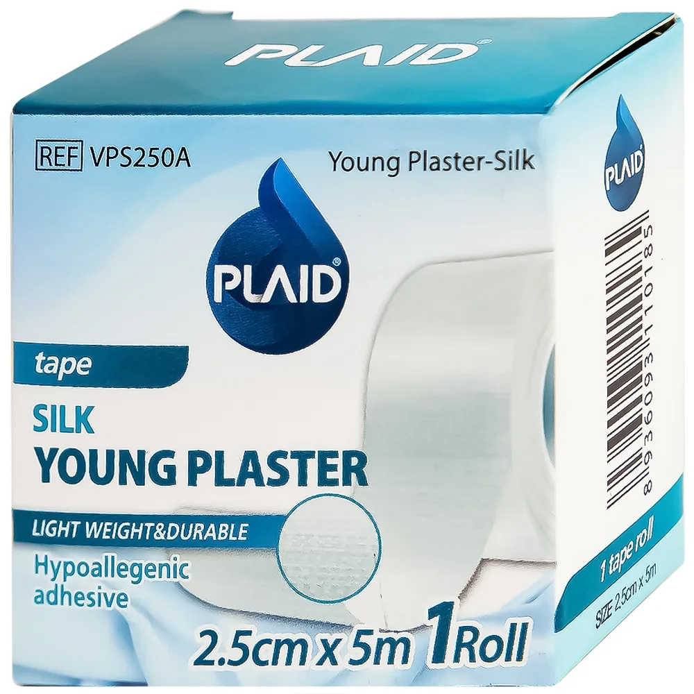 Hình ảnh Băng keo cuộn lụa Young Plaster-Silk 2.5cm x 5m Young Chemical cố định ống truyền dẫn, dán lên gạc cố định vết thương (1 cuộn)