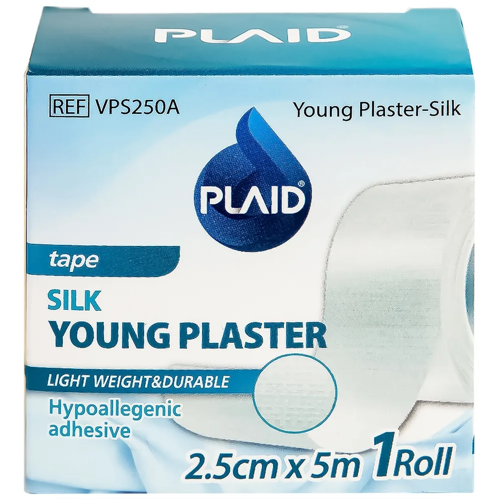 Hình ảnh Băng keo cuộn lụa Young Plaster-Silk 2.5cm x 5m Young Chemical cố định ống truyền dẫn, dán lên gạc cố định vết thương (1 cuộn)