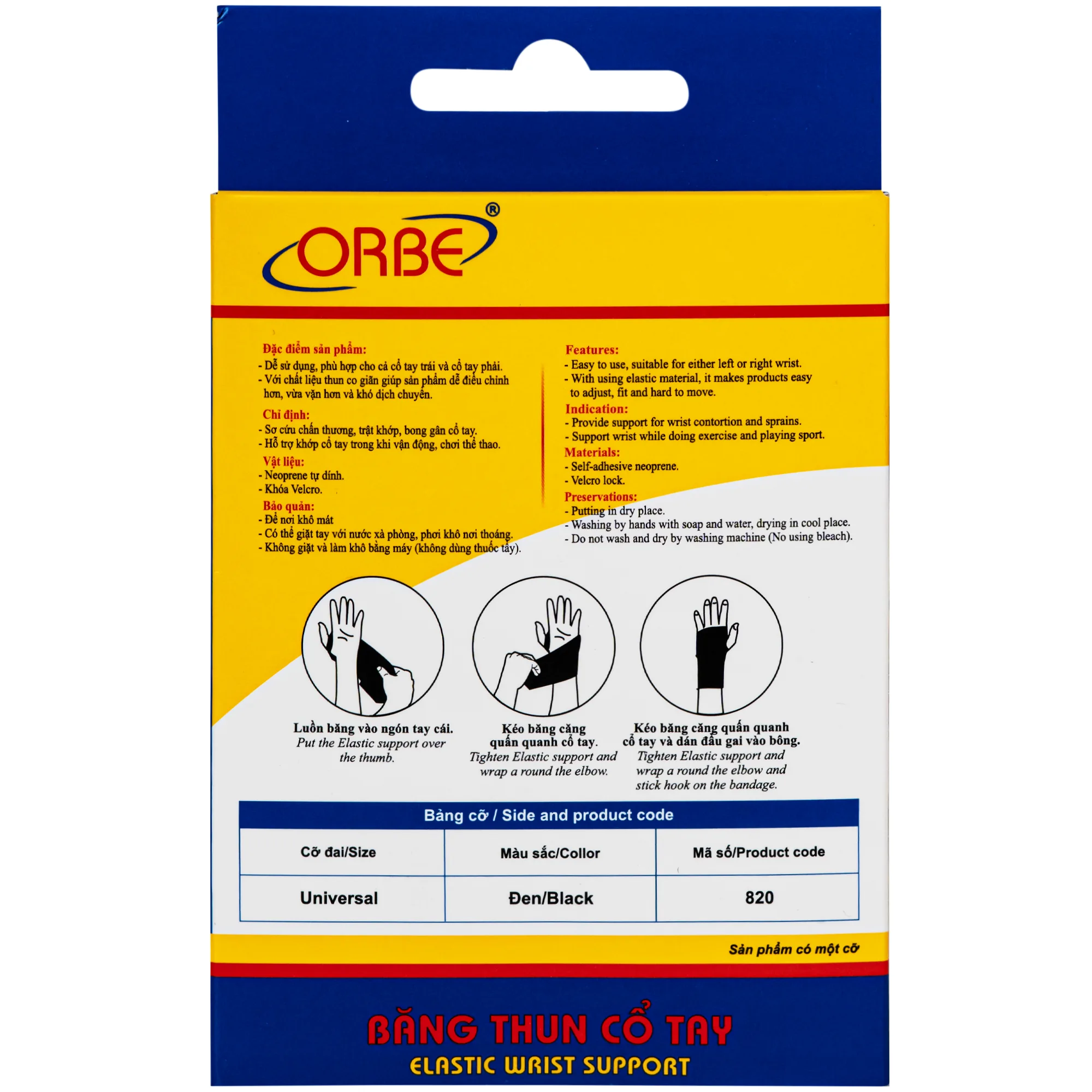Hình ảnh Băng thun cổ tay Orbe universal