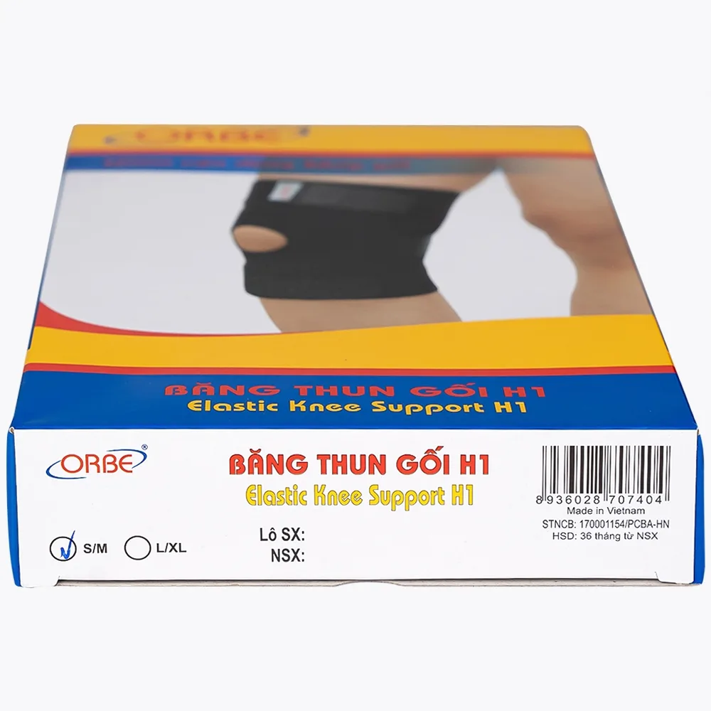 Hình ảnh Băng thun gối H1 màu đen size S/M Orbe hỗ trợ vận động khi chơi thể thao