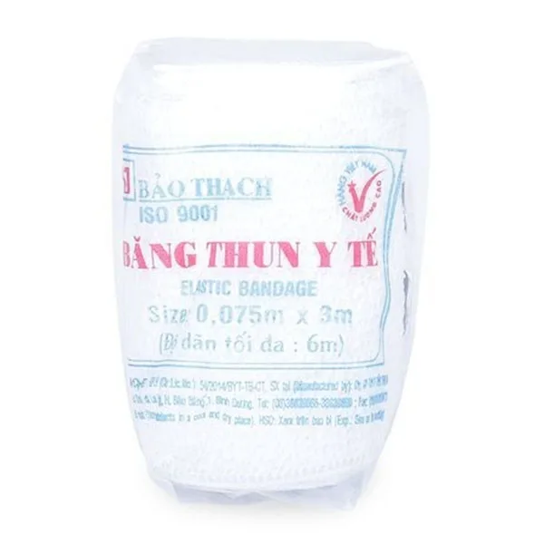 Hình ảnh Băng thun y tế 0.075m x 3m Bảo Thạch dùng để băng nén ép cầm máu, cố định khớp (10 cuộn)