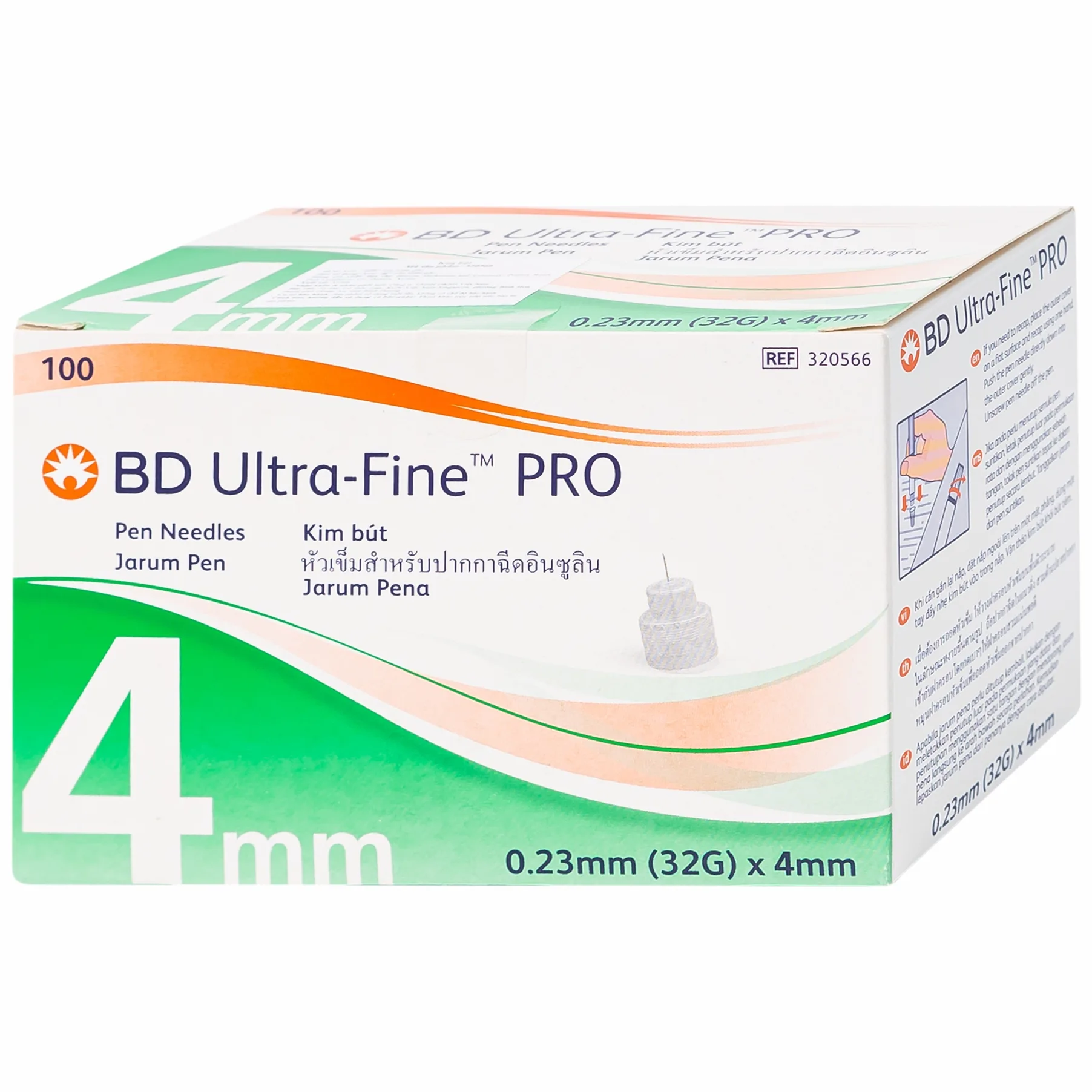 Hình ảnh Kim bút BD Ultra - Fine Pro (4mm x 32g) xuyên qua da dễ dàng, không gây đau đớn khi tiêm (100 cây)