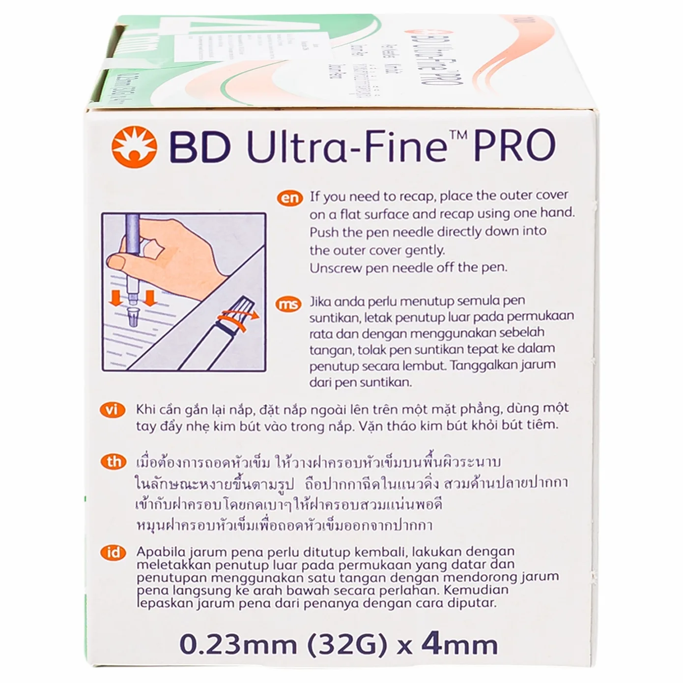 Hình ảnh Kim bút BD Ultra - Fine Pro (4mm x 32g) xuyên qua da dễ dàng, không gây đau đớn khi tiêm (100 cây)