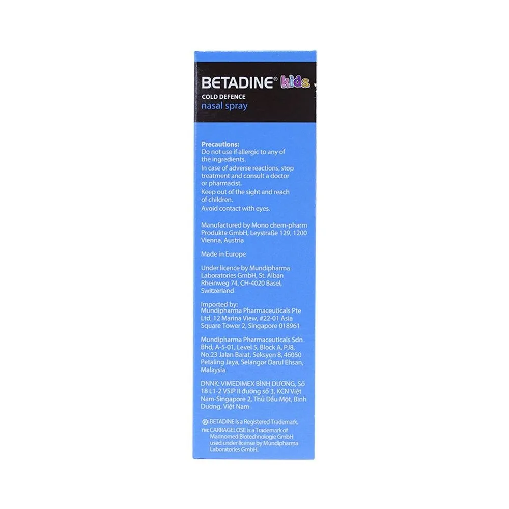 Hình ảnh Xịt mũi Betadine Kids ngăn ngừa virus niêm mạc mũi (20ml)