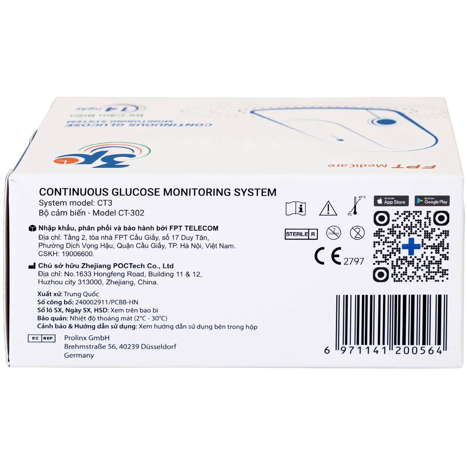 Hình ảnh Bộ cảm biến máy đo đường huyết liên tục 3P cho bệnh nhân mắc bệnh tiểu đường