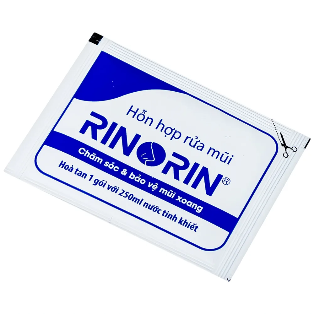 Hình ảnh Bộ rửa mũi xoang Rinorin giảm viêm mũi dị ứng, viêm xoang mạn, cảm cúm (1 bình + 30 gói)