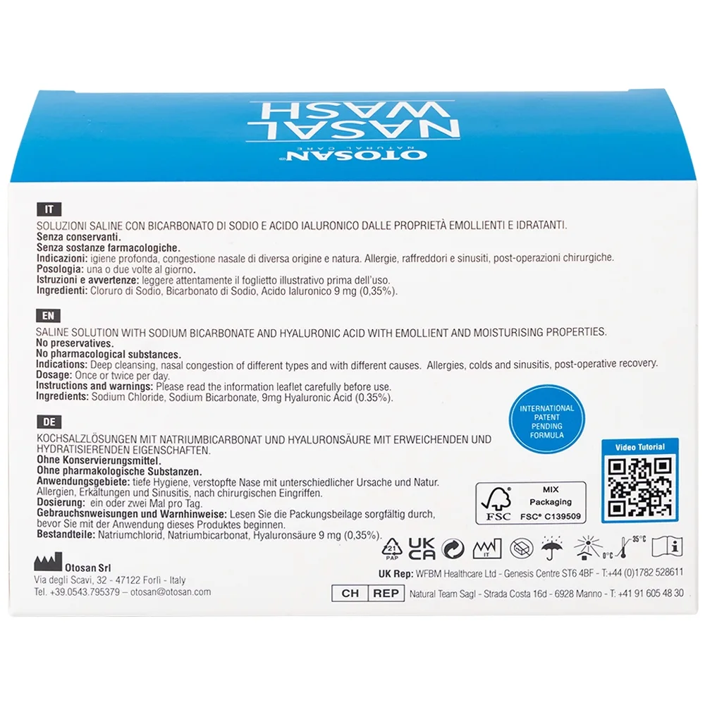 Hình ảnh Bộ rửa xoang mũi Otosan Nasal Wash làm sạch sâu, hồi phục chứng viêm mũi dị ứng (1 kít + 30 gói)