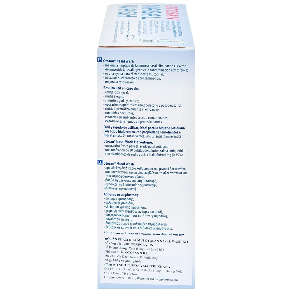 Hình ảnh Bộ rửa xoang mũi Otosan Nasal Wash làm sạch sâu, hồi phục chứng viêm mũi dị ứng (1 kít + 30 gói)