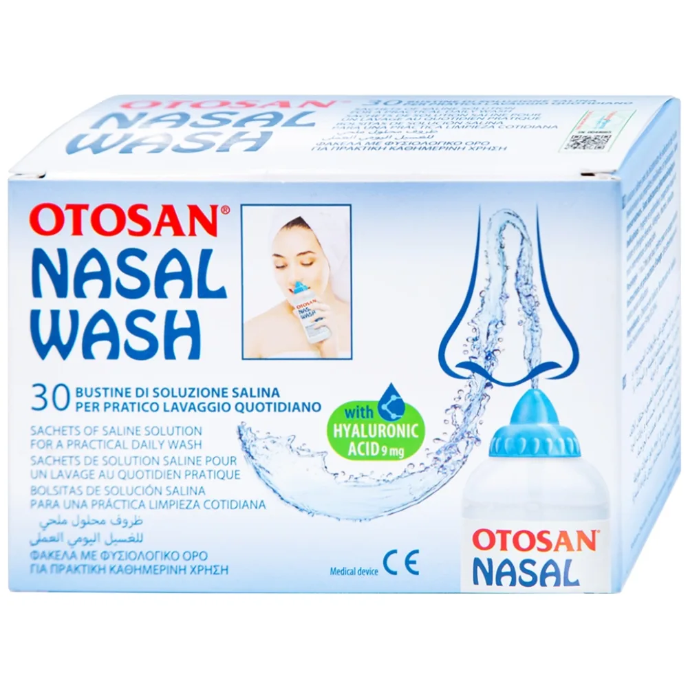 Hình ảnh Bộ rửa xoang mũi Otosan Nasal Wash làm sạch sâu, hồi phục chứng viêm mũi dị ứng (1 kít + 30 gói)