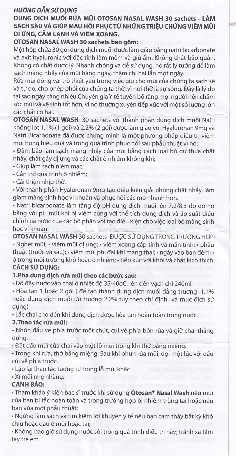 Hình ảnh Bộ rửa xoang mũi Otosan Nasal Wash làm sạch sâu, hồi phục chứng viêm mũi dị ứng (1 kít + 30 gói)