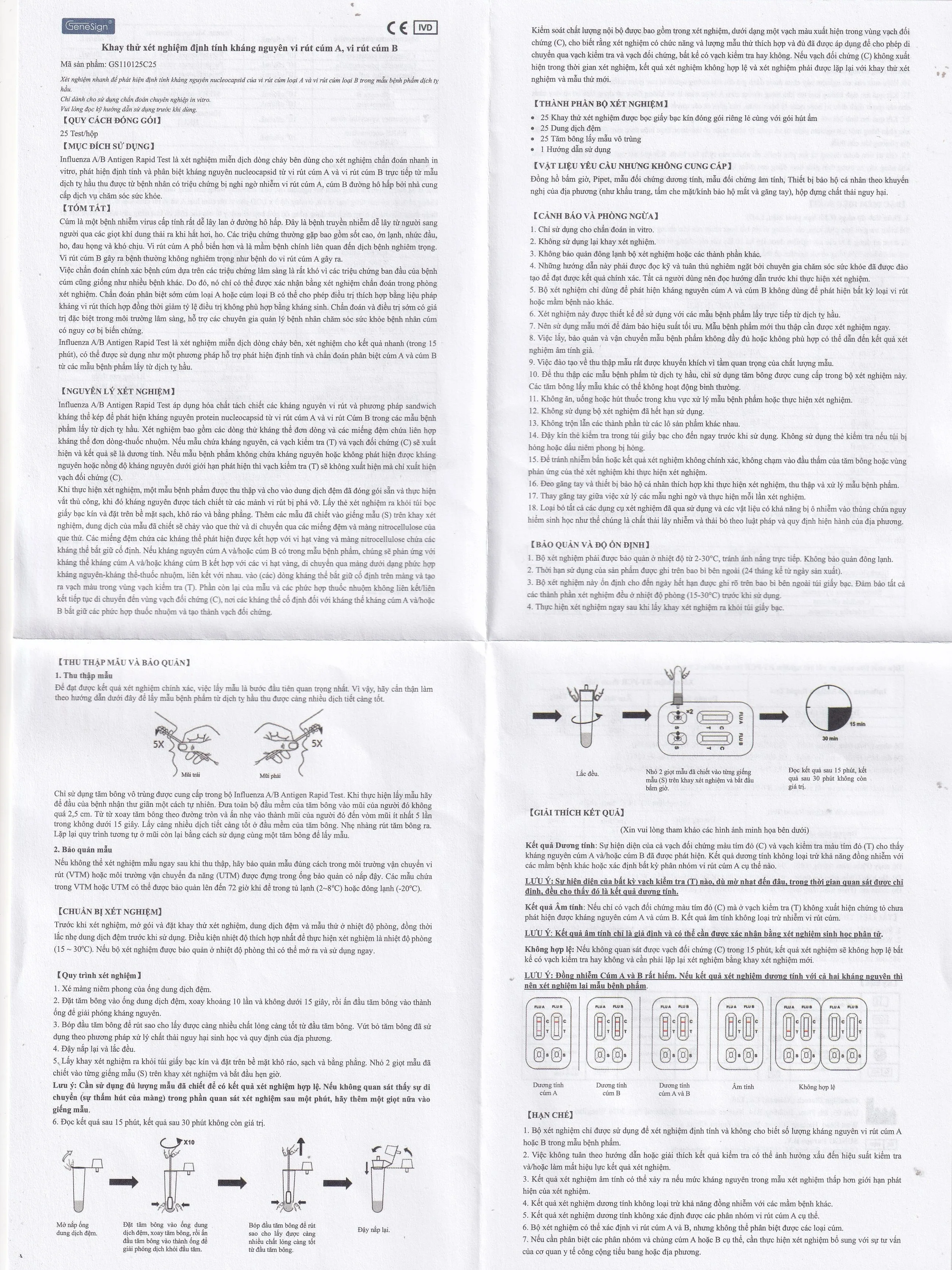 Hình ảnh Kit test cúm A/B Genesign (25 kít)