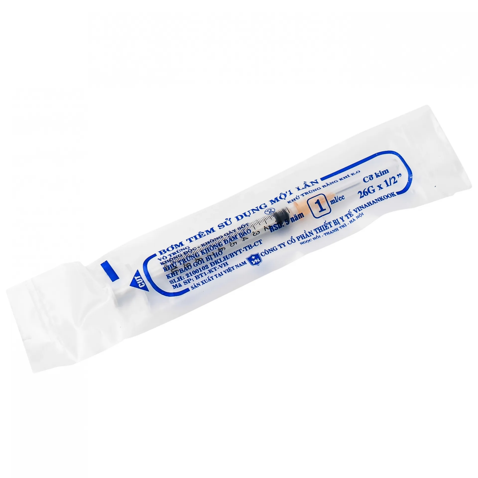 Hình ảnh Bơm tiêm sử dụng một lần Vinahankook 1ml/cc được khử trùng bằng khí E.O (100 chiếc)