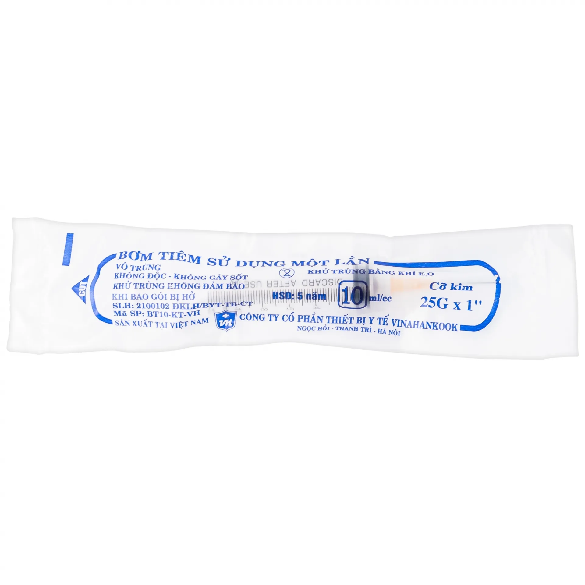 Hình ảnh Bơm tiêm sử dụng một lần Vinahankook 10ml/cc được khử trùng bằng khí E.O (100 cái)