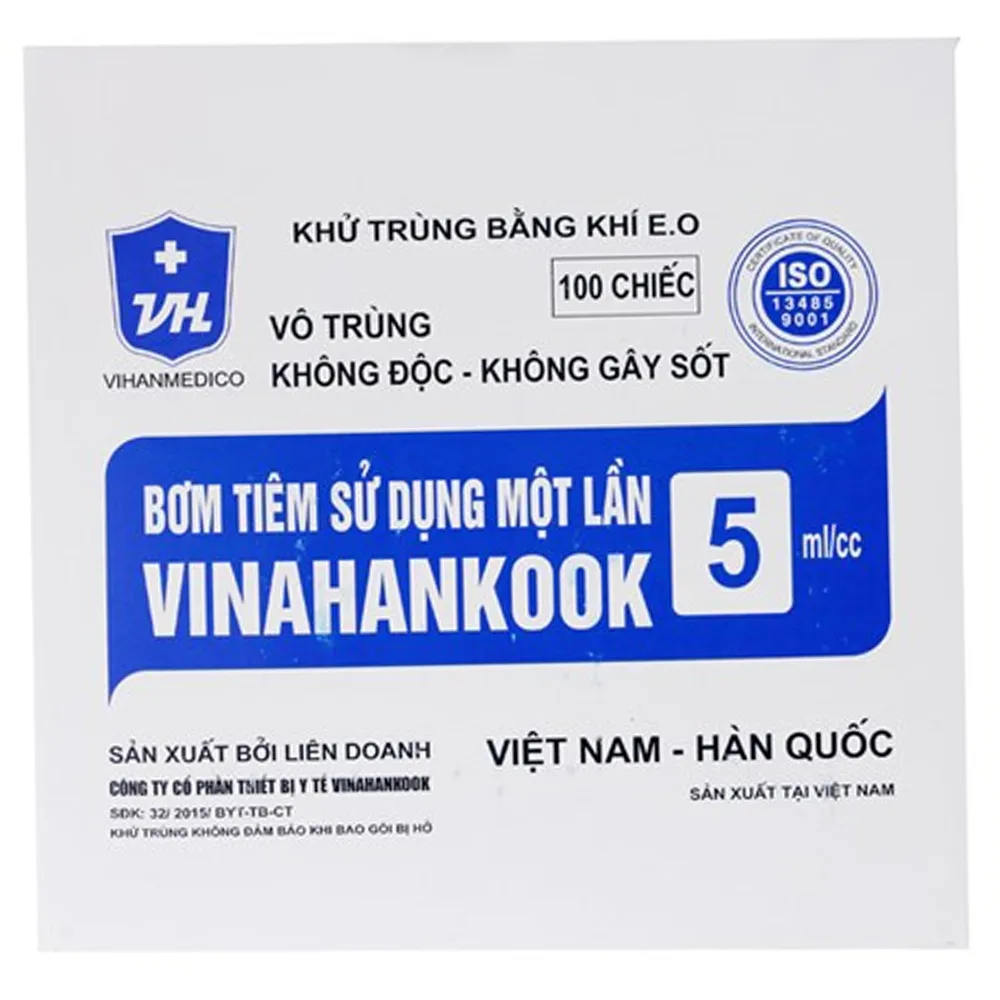 Hình ảnh Bơm tiêm sử dụng 1 lần 5ml/cc Vinahankook vô trùng (100 Cái)
