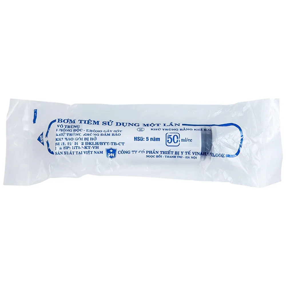 Hình ảnh Bơm tiêm sử dụng một lần Vinahankook 50ml/cc được khử trùng bằng khí E.O (25 cái)