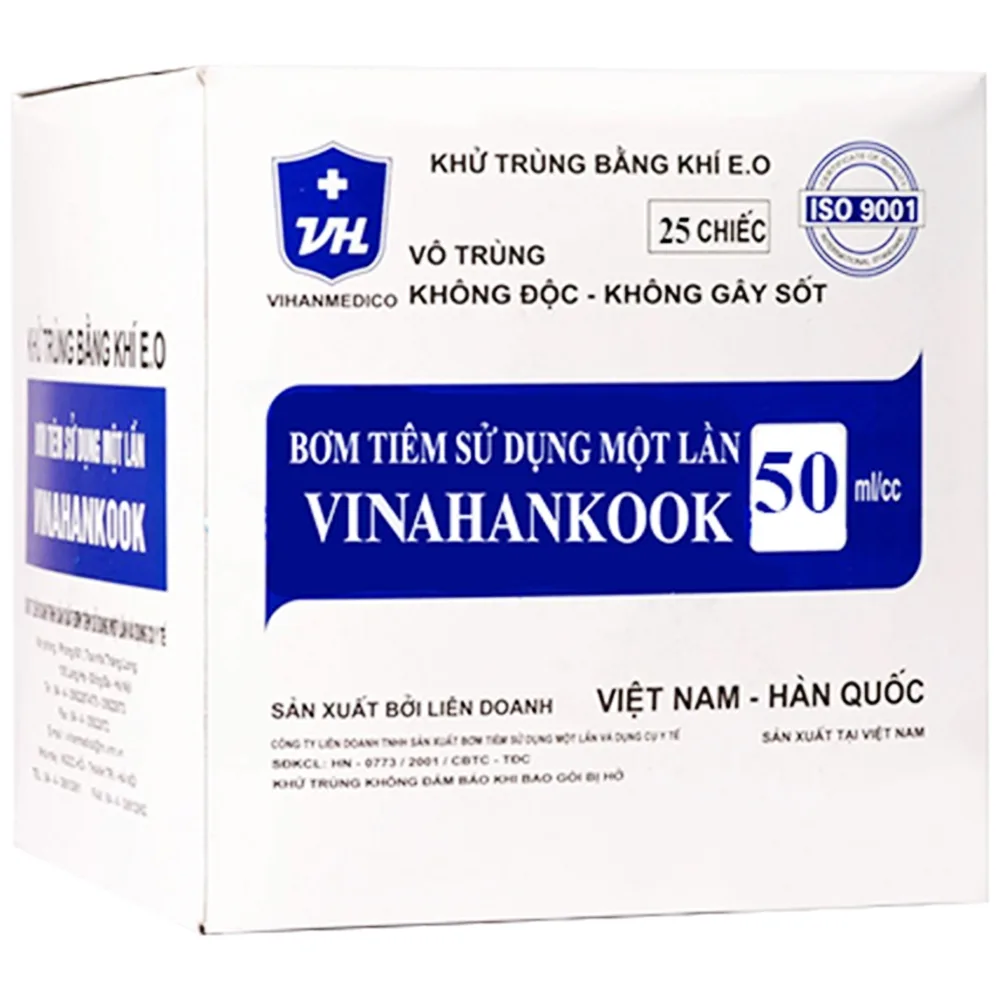 Hình ảnh Bơm tiêm sử dụng một lần Vinahankook 50ml/cc phù hợp cho việc bơm thức ăn (25 cái)