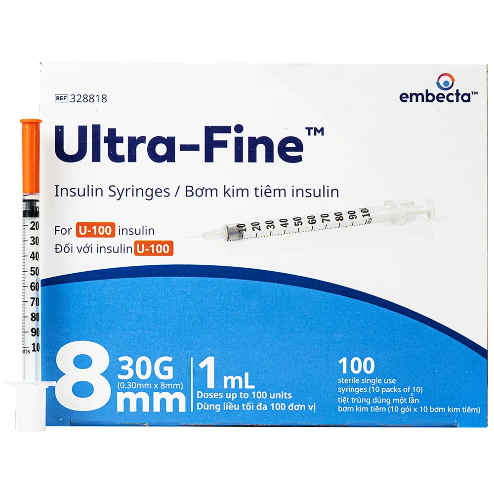 Hình ảnh Bơm Tiêm Tiểu Đường U-100 1Ml Bd Ultra-Fine Pro Embecta (100 Cái)